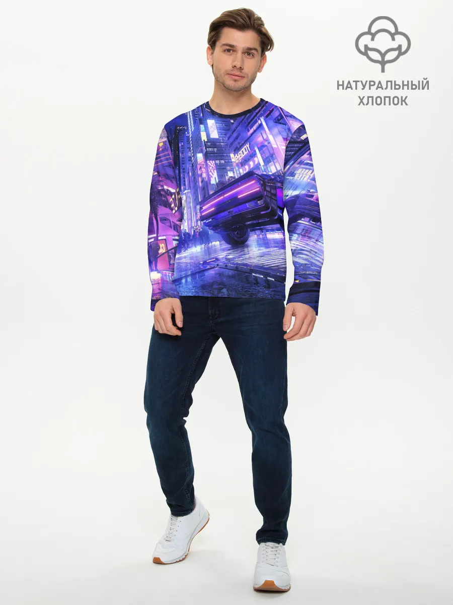 Мужской лонгслив базовый / Cyberpunk city