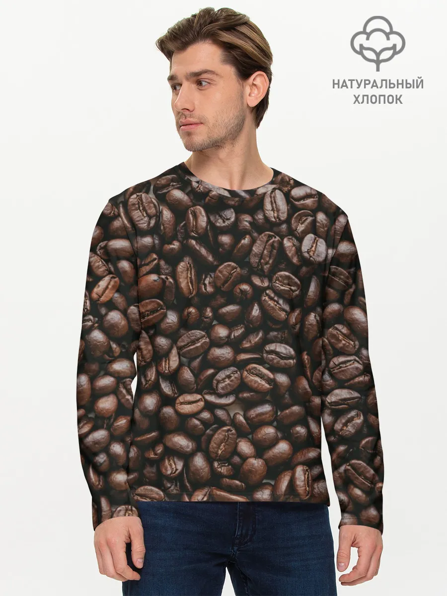 Мужской лонгслив базовый / кофе