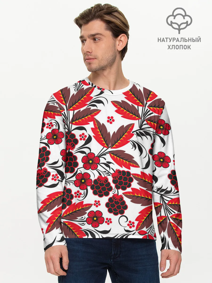 Мужской лонгслив базовый / Хохлома