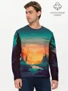Мужской лонгслив базовый / Закат в лесу