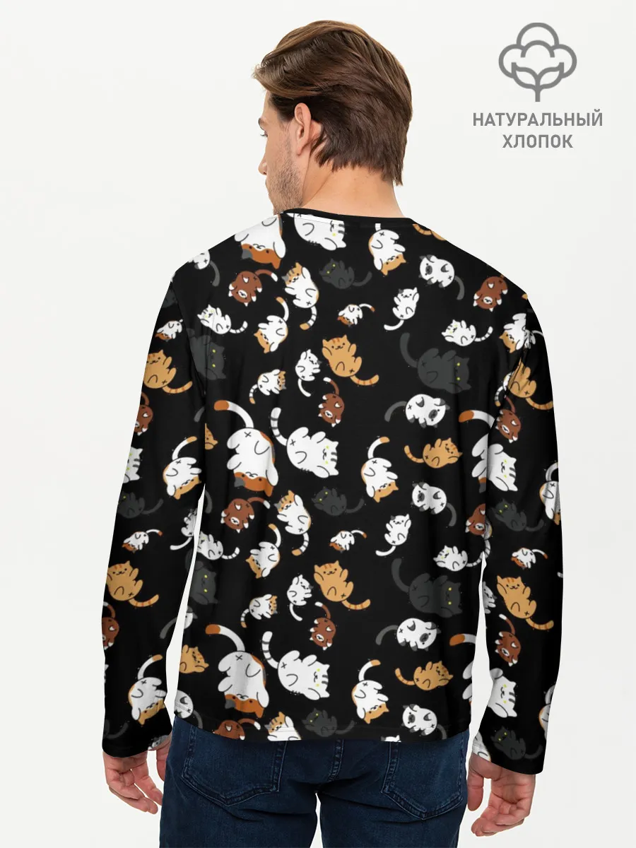 Мужской лонгслив базовый / Котята паттерн