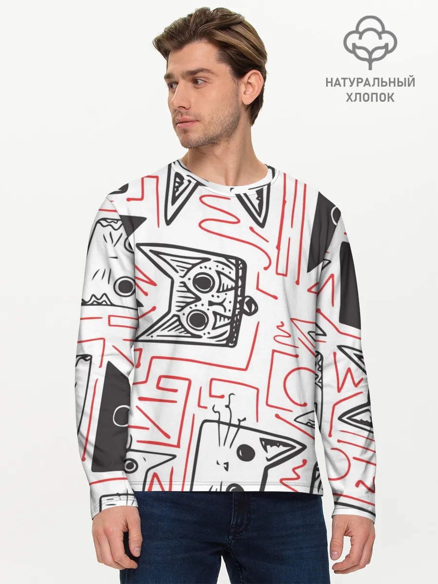 Мужской лонгслив базовый / Cats