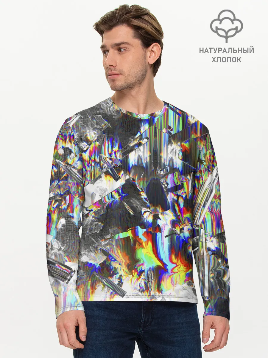 Мужской лонгслив базовый / Gasoline stains abstraction