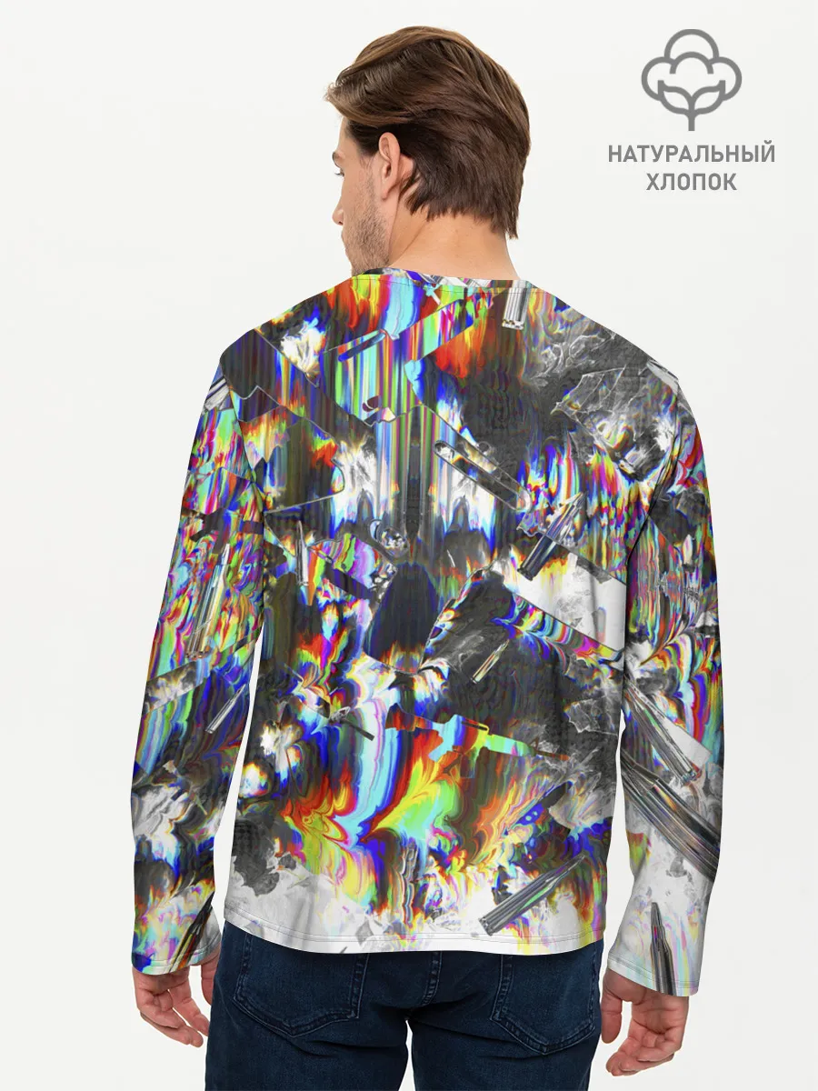 Мужской лонгслив базовый / Gasoline stains abstraction