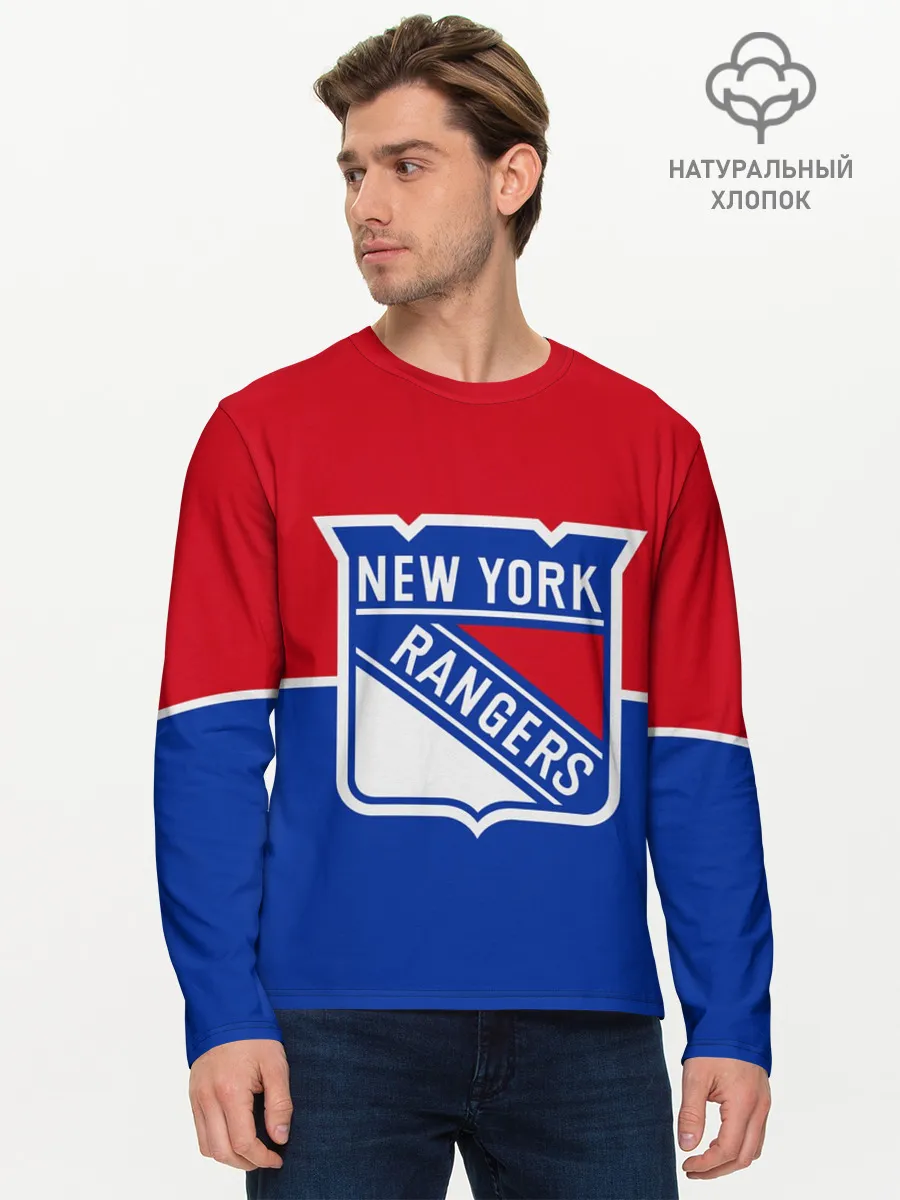 Мужской лонгслив базовый / Нью-Йорк Рейнджерс