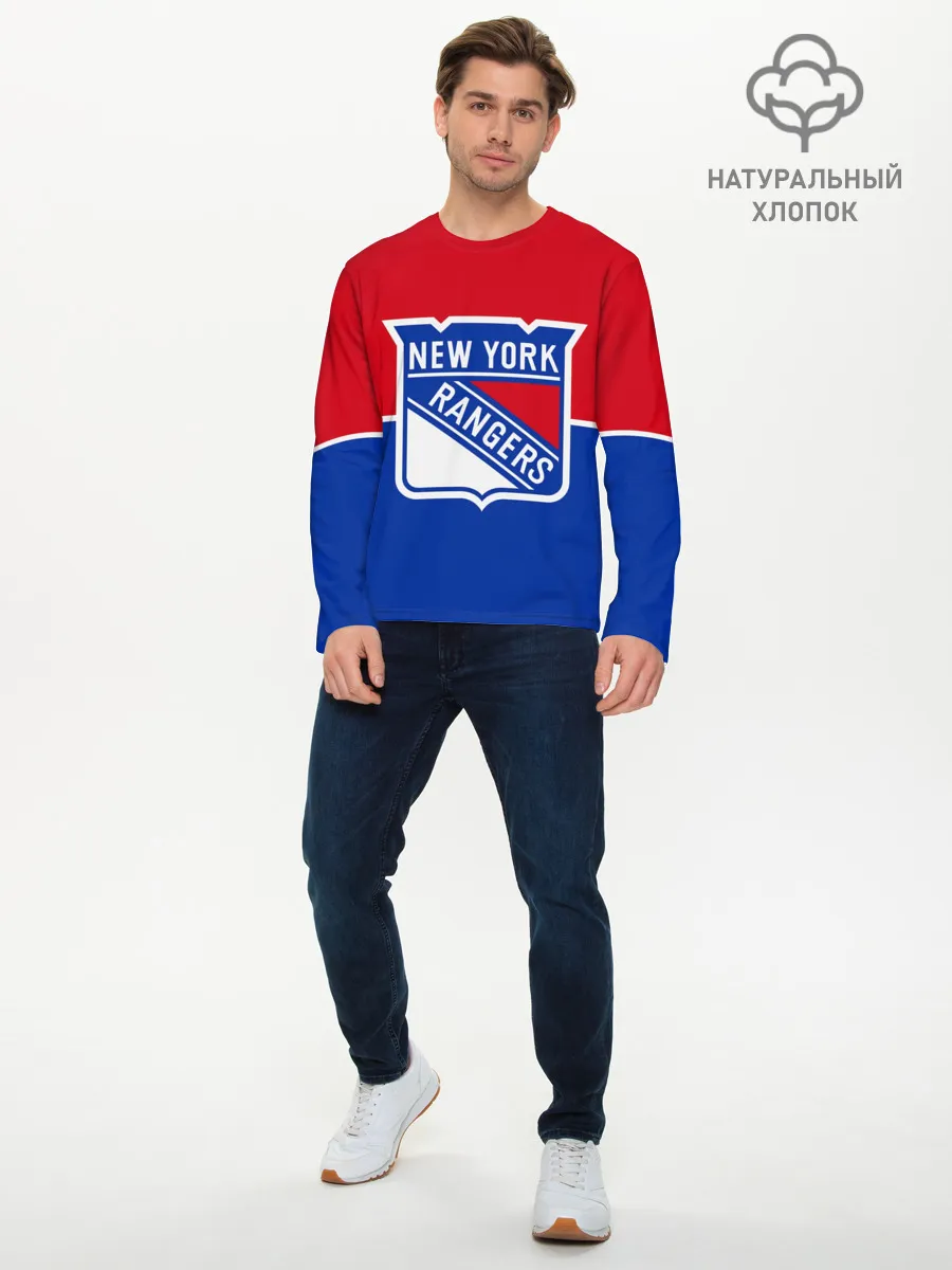 Мужской лонгслив базовый / Нью-Йорк Рейнджерс
