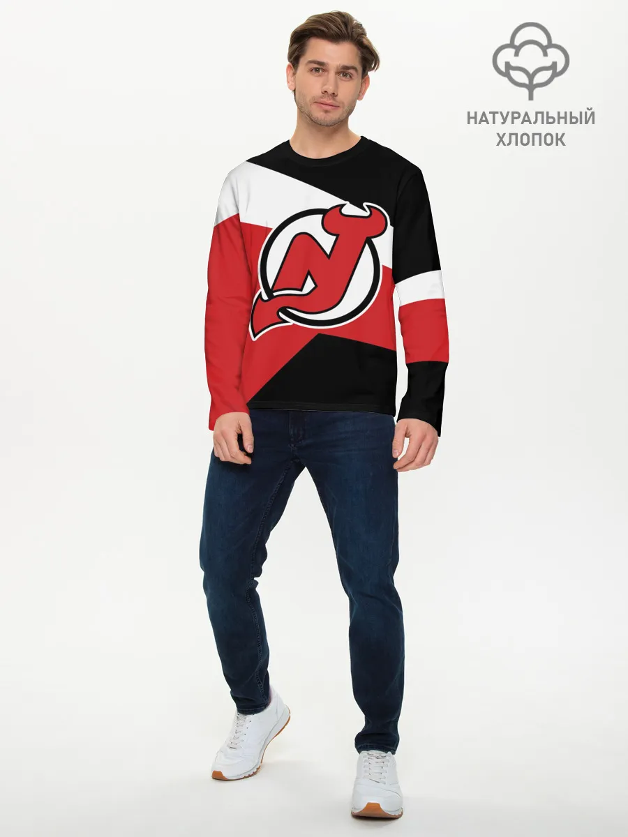 Мужской лонгслив базовый / Нью-Джерси Девилз