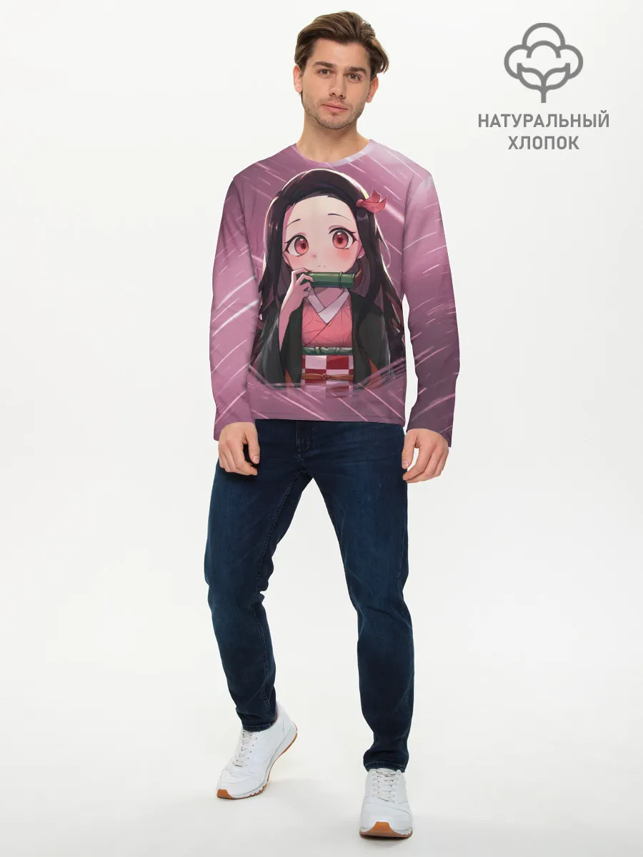 Мужской лонгслив базовый / Незуко Камадо