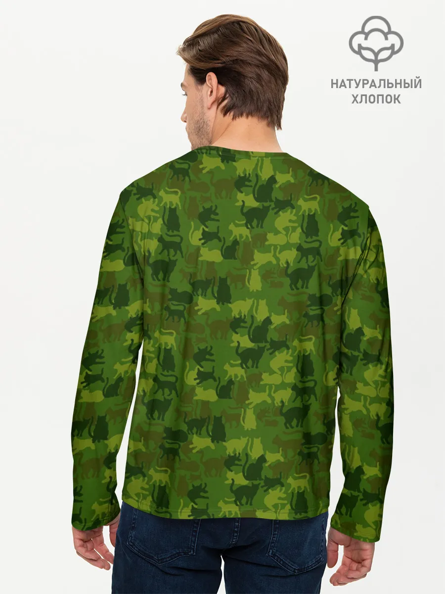 Мужской лонгслив базовый / Камуфляж | Котики