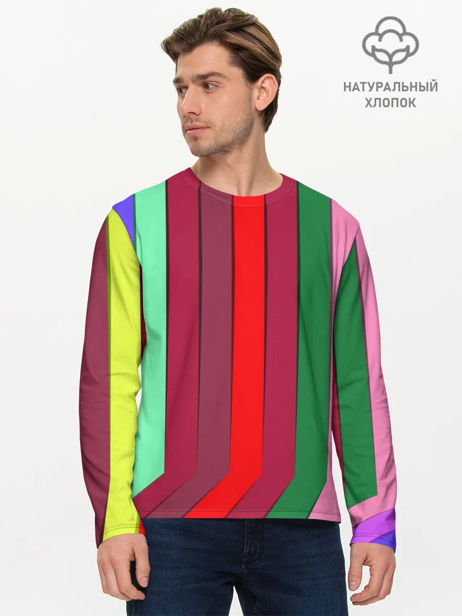 Мужской лонгслив базовый / радуга