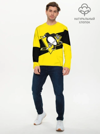 Мужской лонгслив базовый / Питтсбург Пингвинз