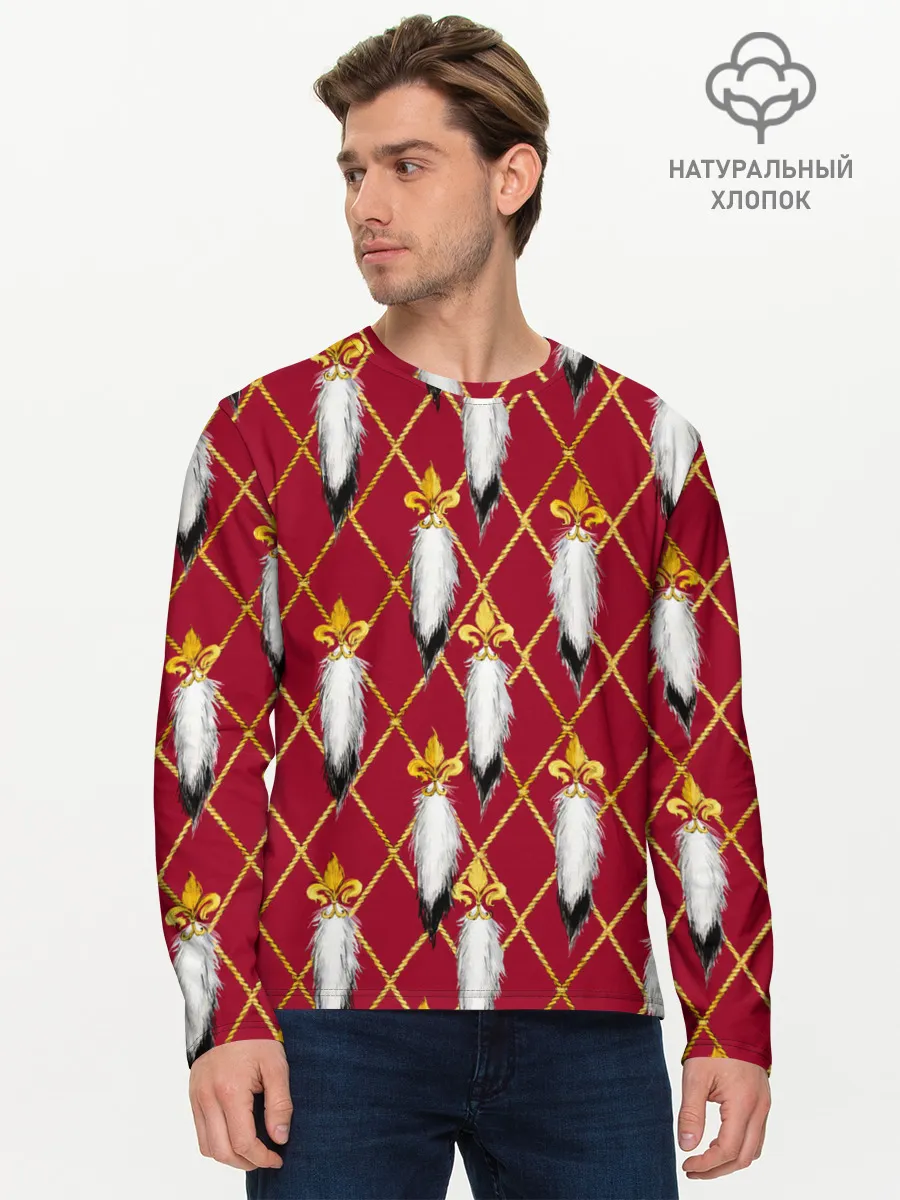 Мужской лонгслив базовый / Tassels red gold 3D space