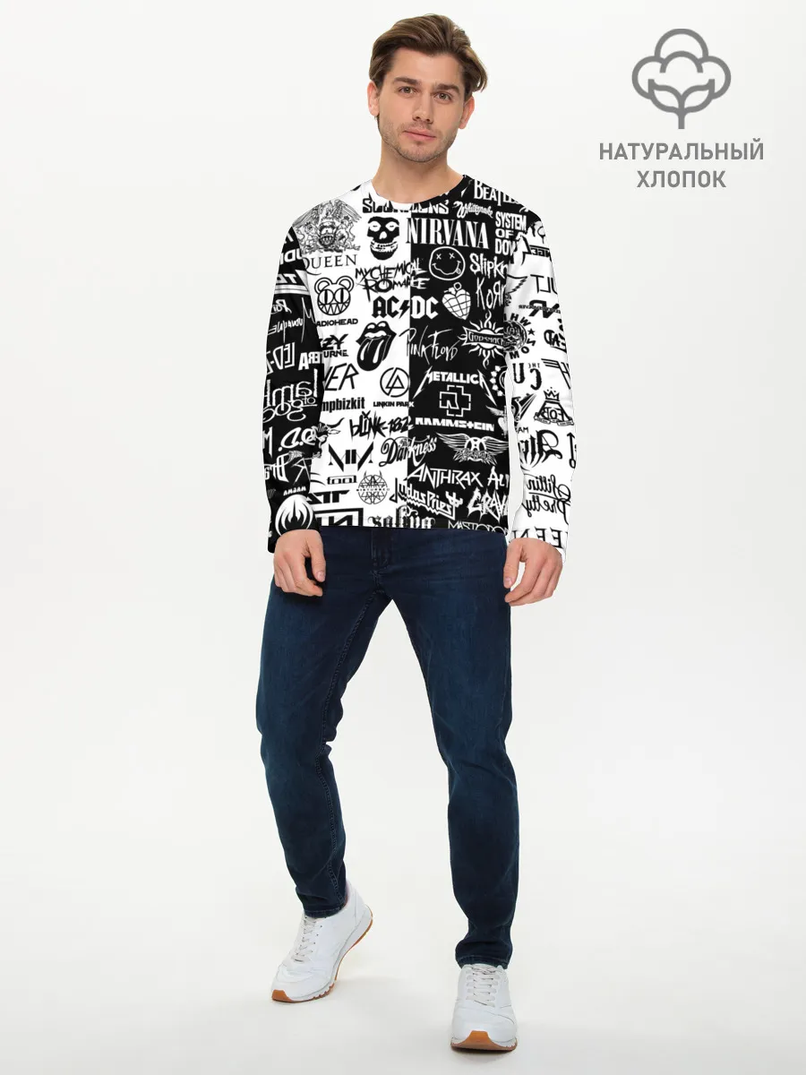 Мужской лонгслив базовый / Эмблемы Рок Групп