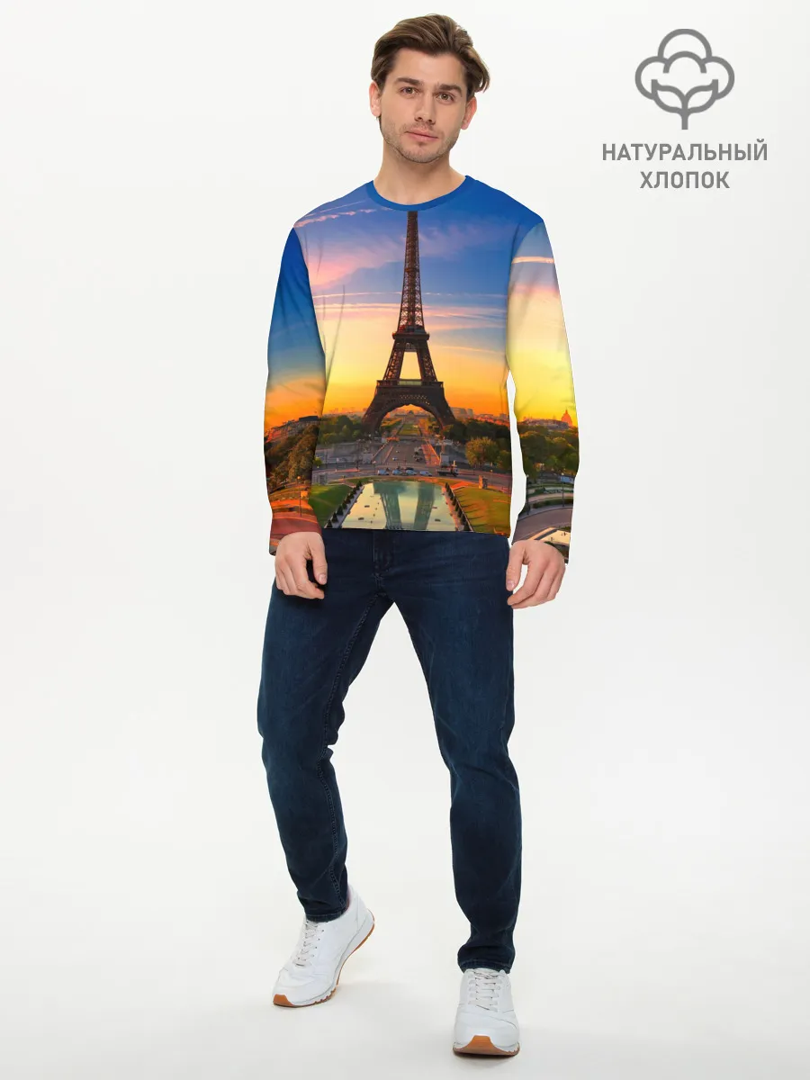 Мужской лонгслив базовый / Эйфелева башня