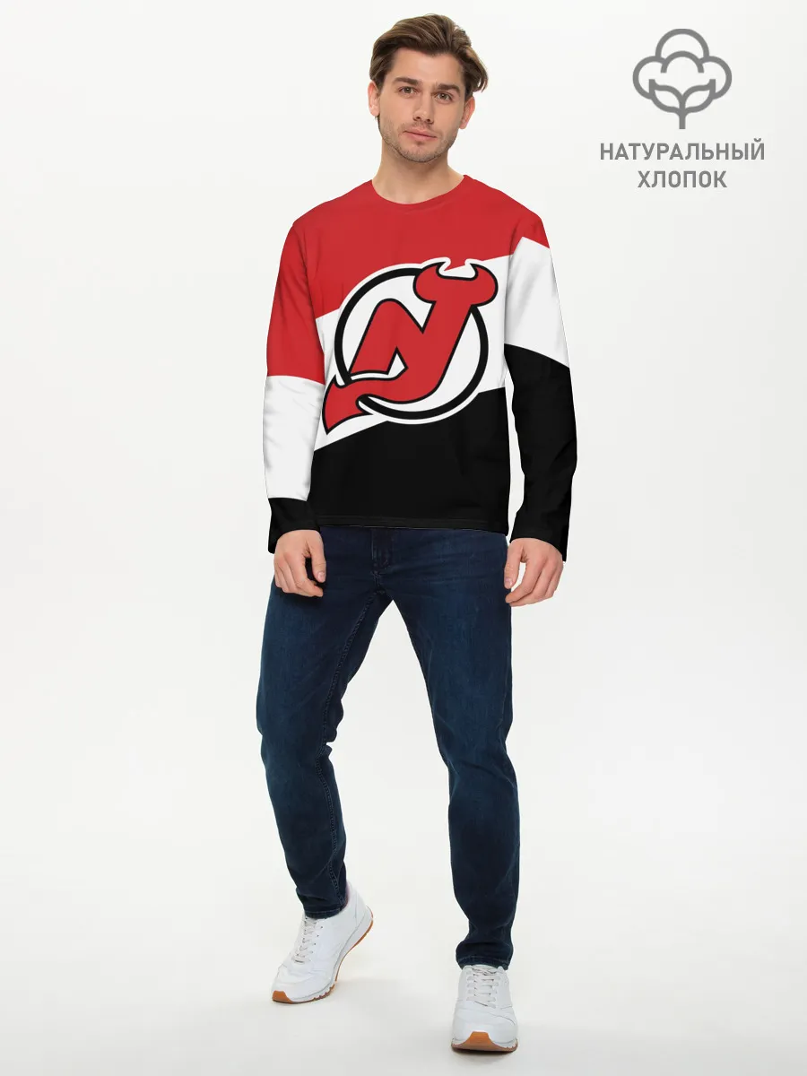 Мужской лонгслив базовый / Нью-Джерси Девилз
