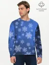 Мужской лонгслив базовый / Снежинки.