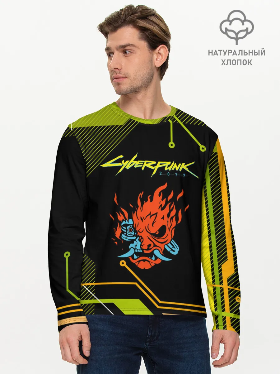 Мужской лонгслив базовый / CYBERPUNK 2077.