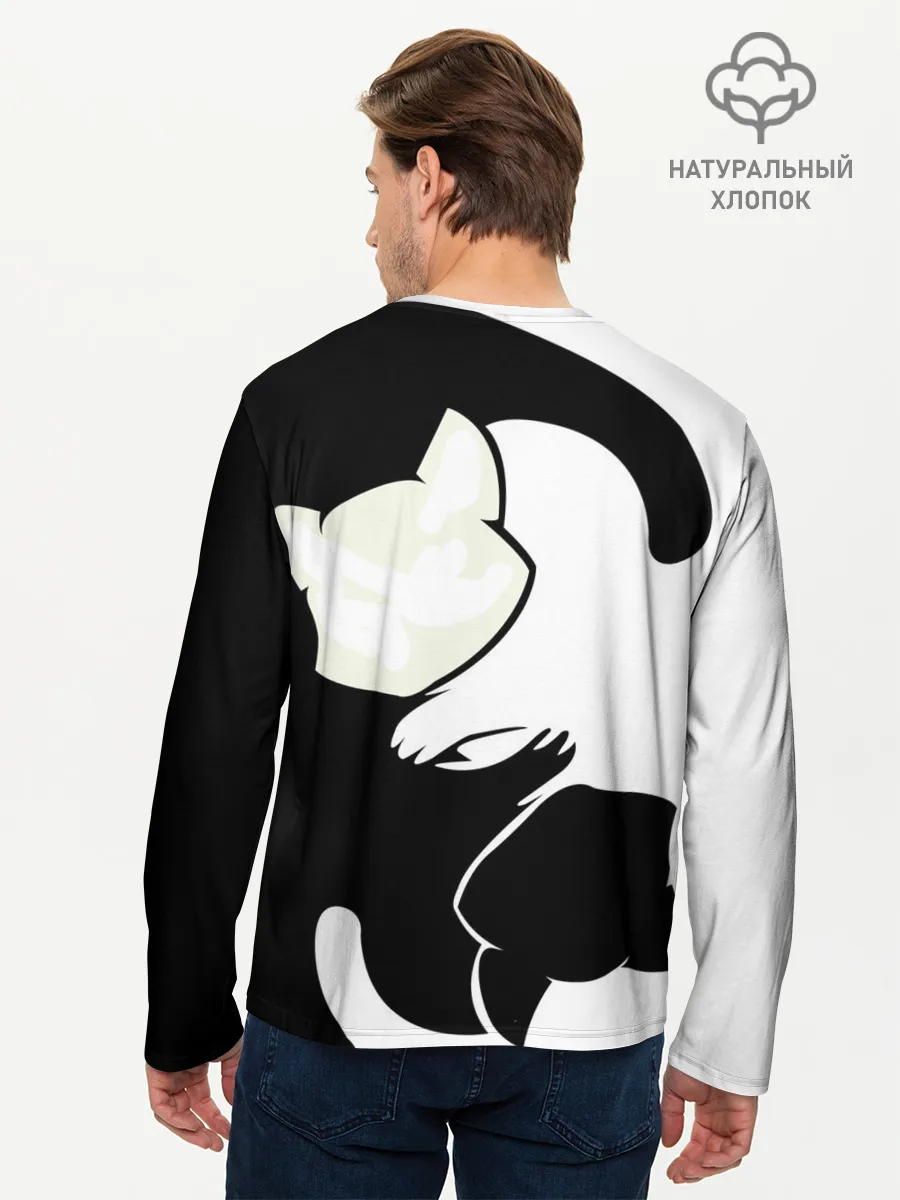 Мужской лонгслив базовый / Инь и Янь котики
