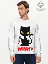 Мужской лонгслив базовый / What Cat