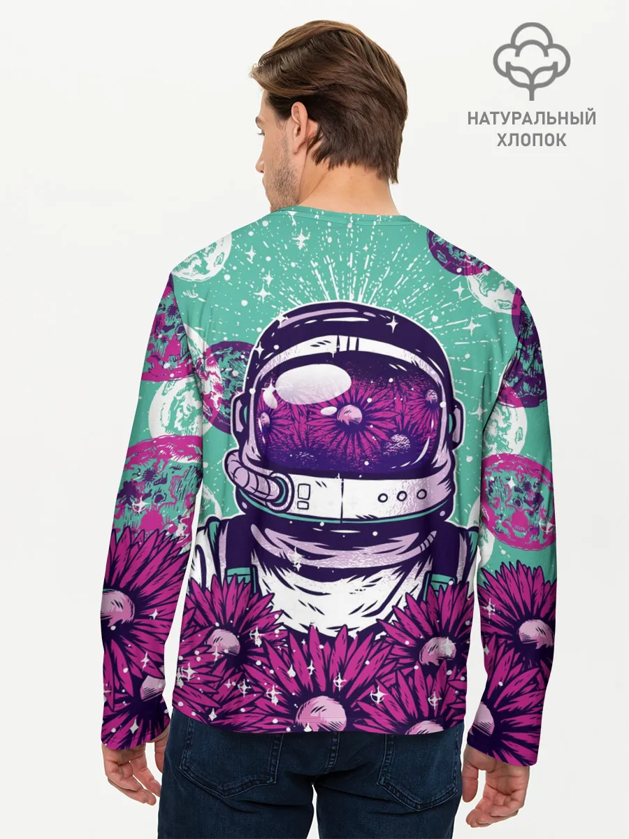 Мужской лонгслив базовый / Цветочный Астронавт