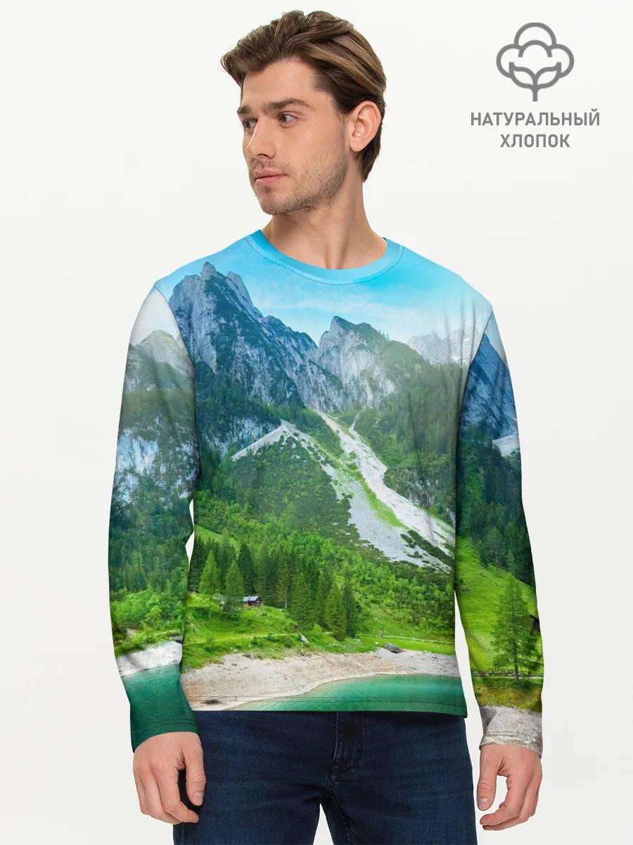 Мужской лонгслив базовый / Альпийские горы