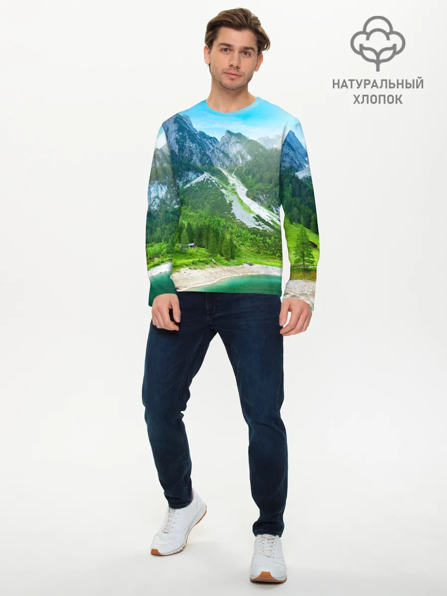 Мужской лонгслив базовый / Альпийские горы