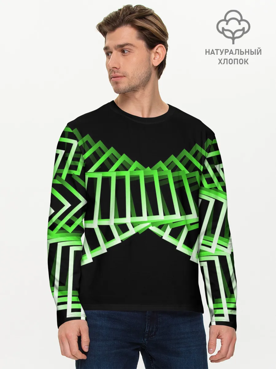 Мужской лонгслив базовый / Неоновые квадраты