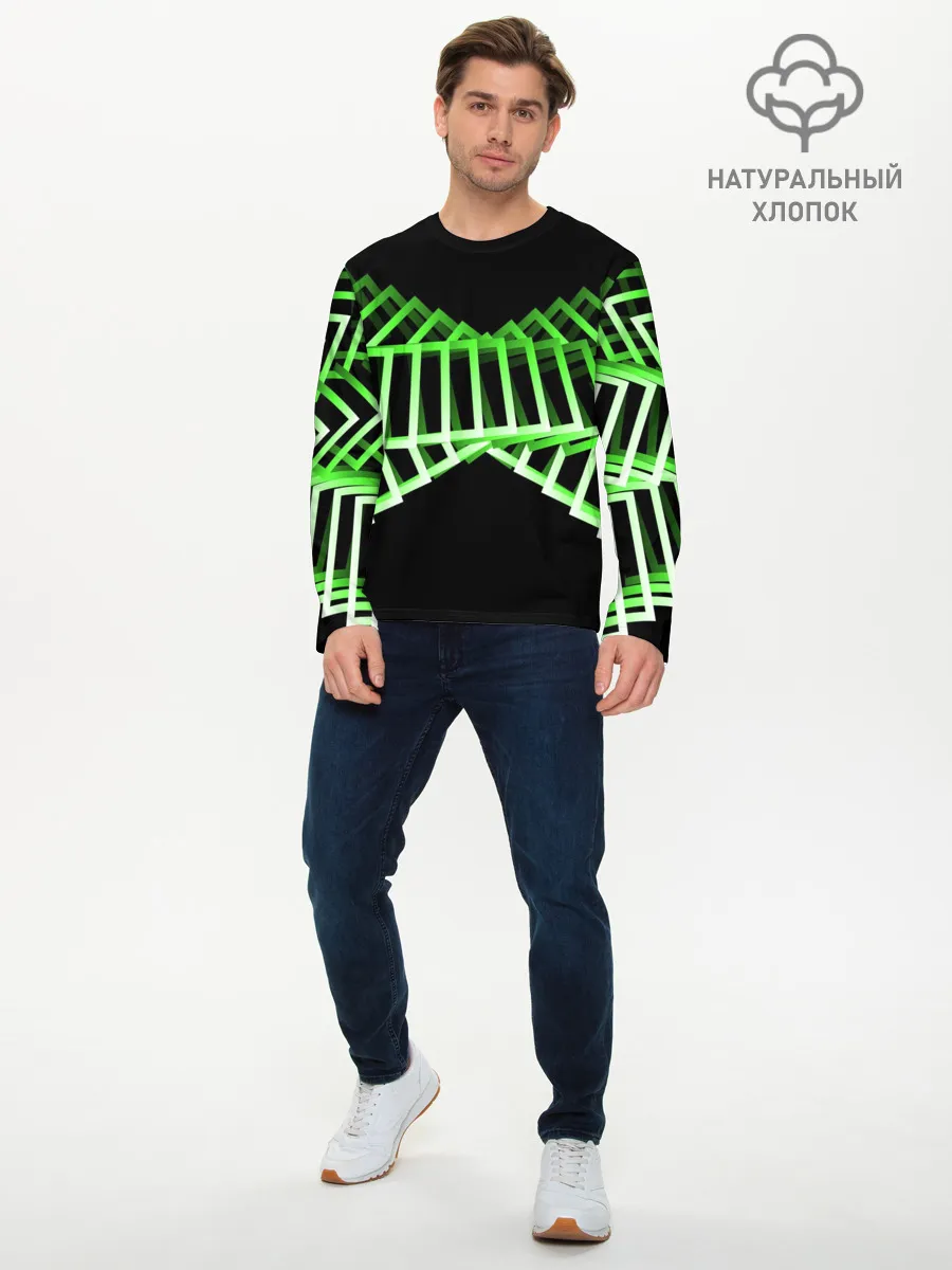 Мужской лонгслив базовый / Неоновые квадраты