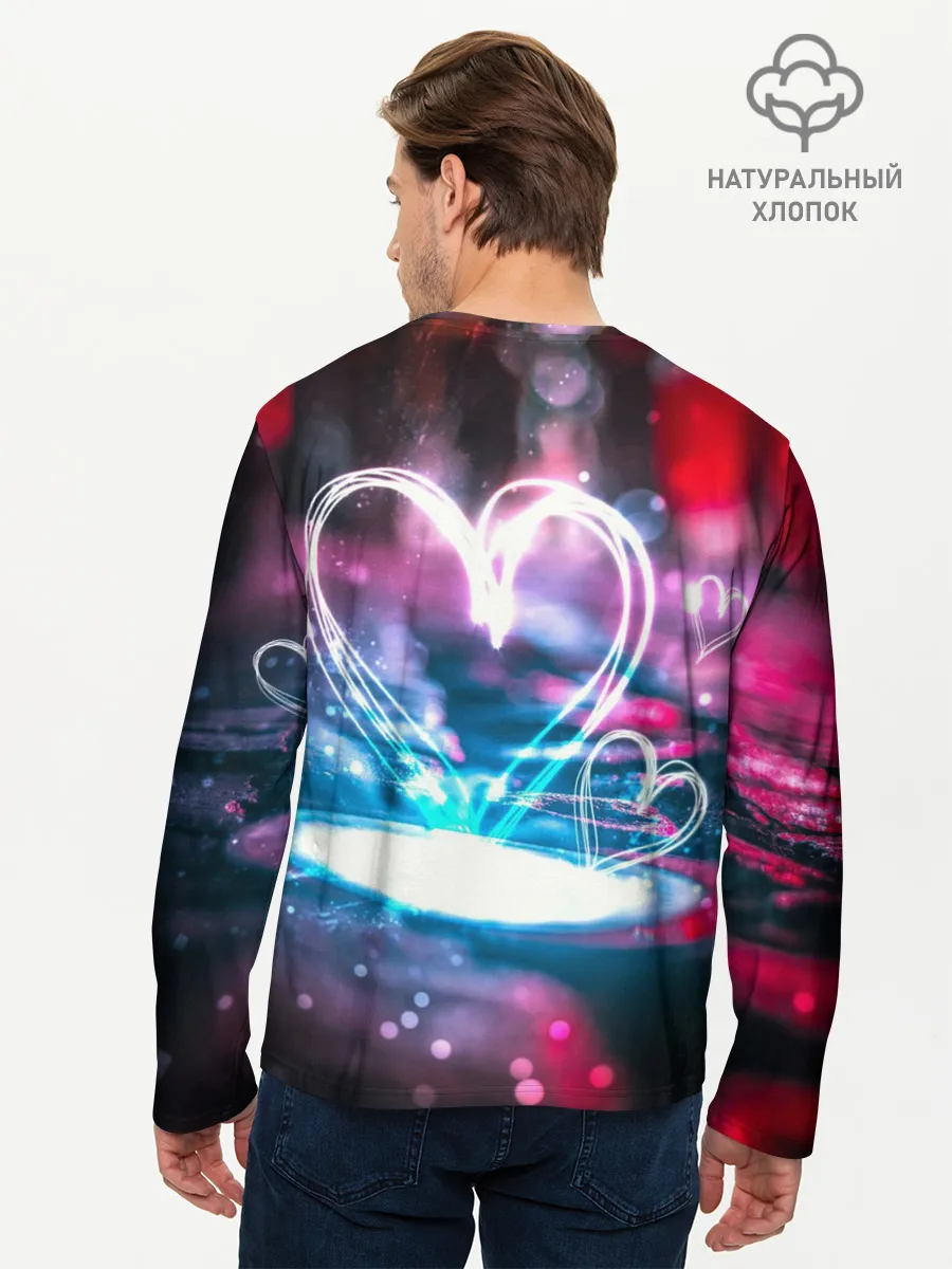 Мужской лонгслив базовый / Неоновое сердце