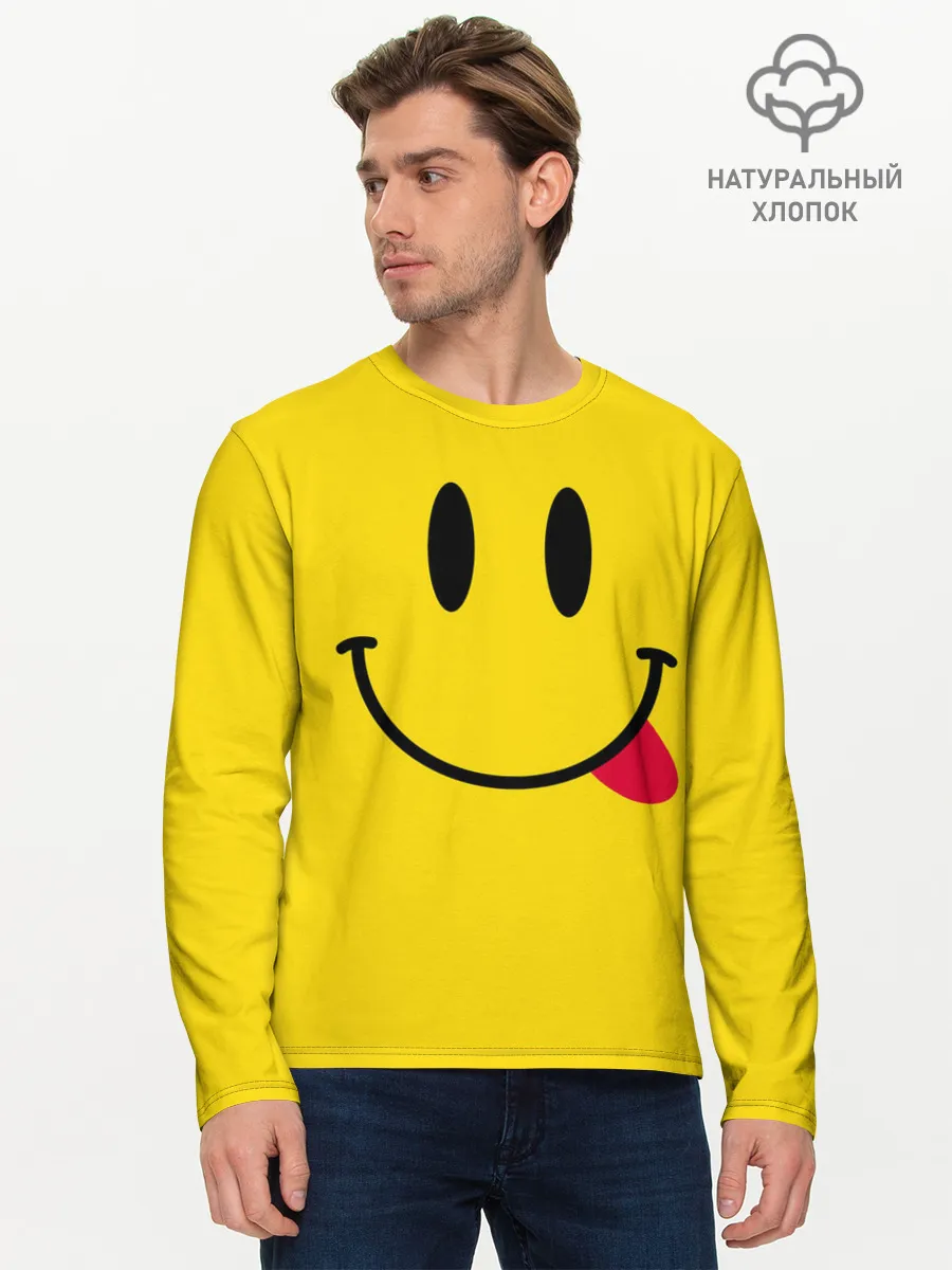 Мужской лонгслив базовый / Смайлик
