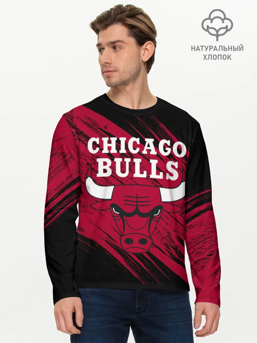 Мужской лонгслив базовый / Чикаго Буллз
