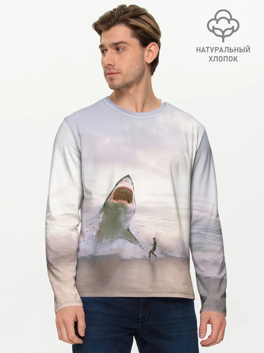Мужской лонгслив базовый / Мегалодон