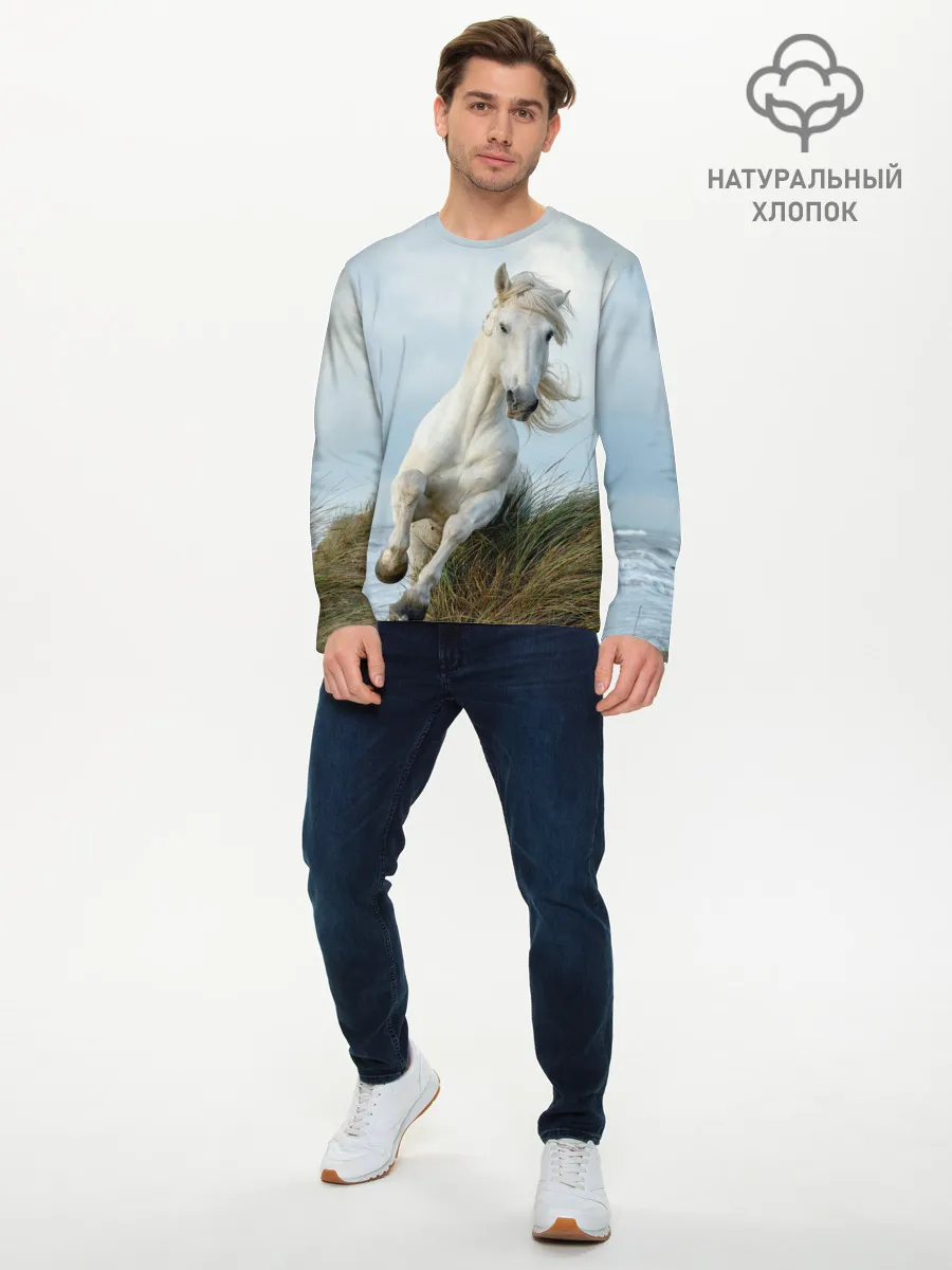 Мужской лонгслив базовый / Лошадь