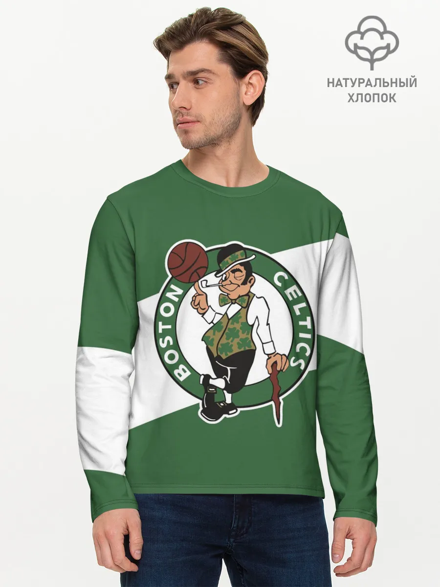 Мужской лонгслив базовый / Бостон Селтикс