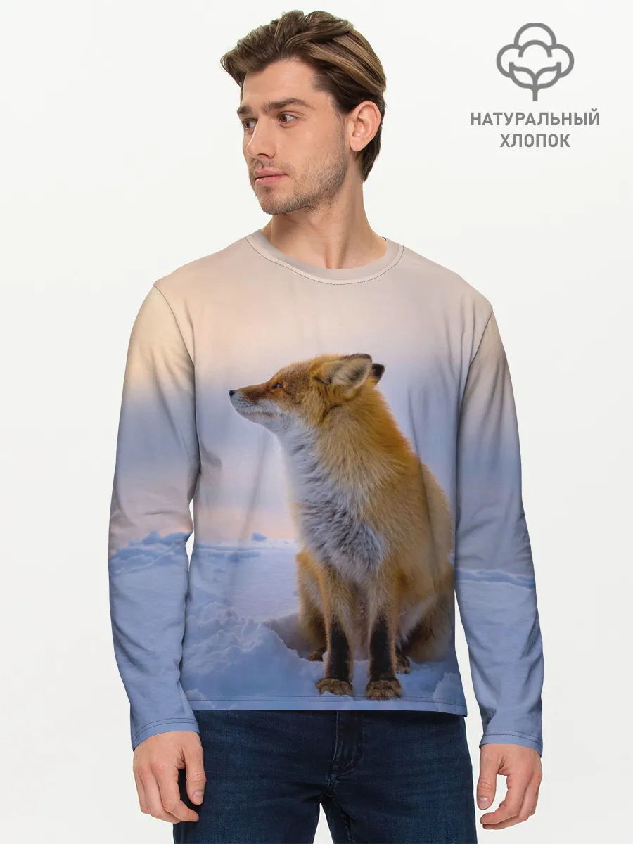Мужской лонгслив базовый / Лисичка