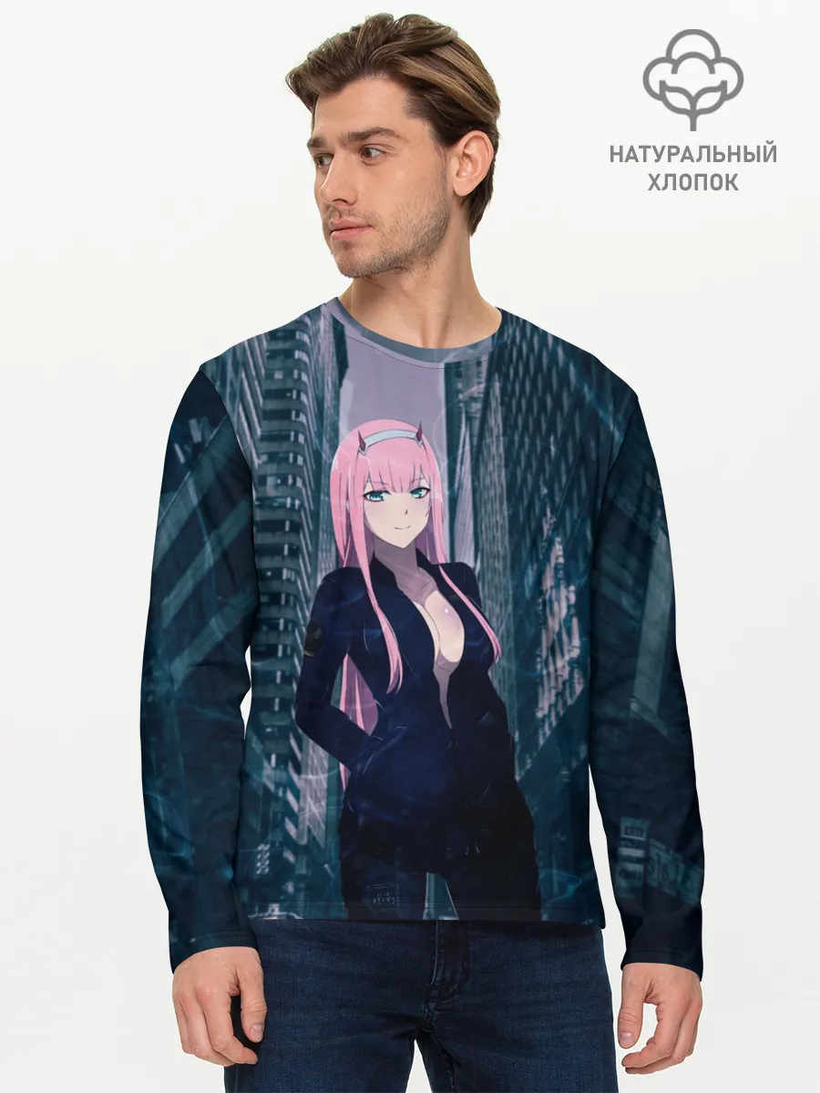 Мужской лонгслив базовый / Zero Two в большом городе