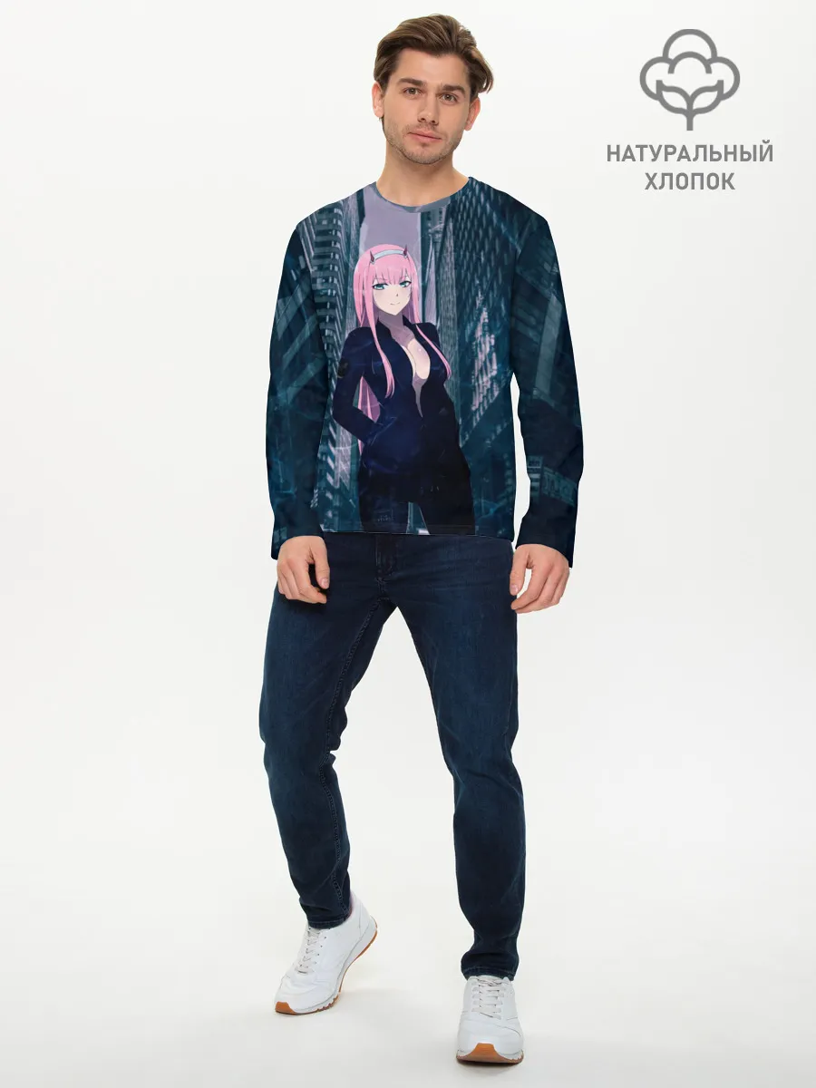 Мужской лонгслив базовый / Zero Two в большом городе