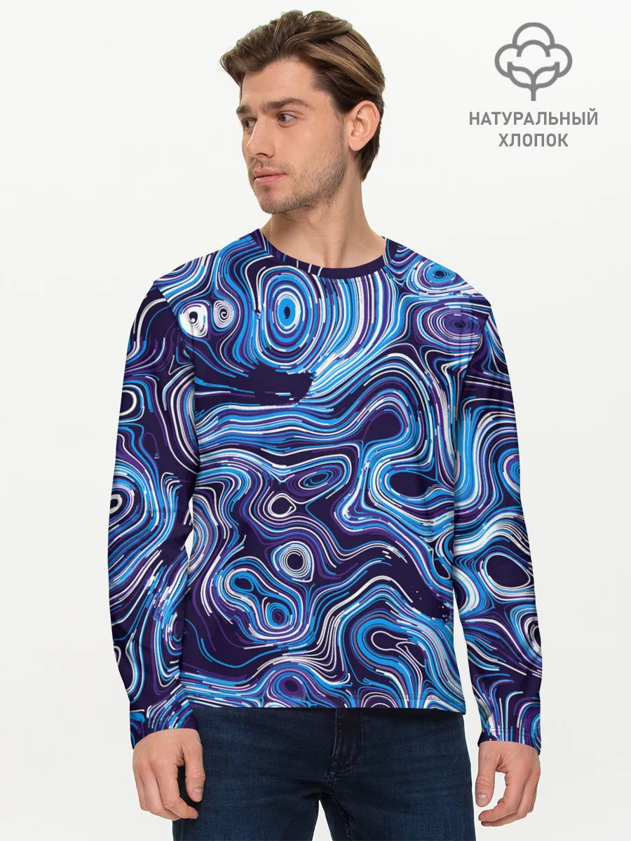 Мужской лонгслив базовый / Синие линии