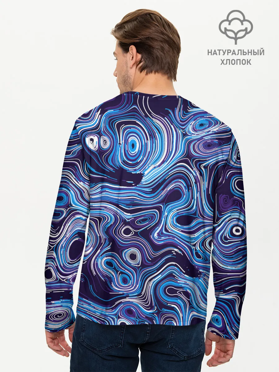 Мужской лонгслив базовый / Синие линии