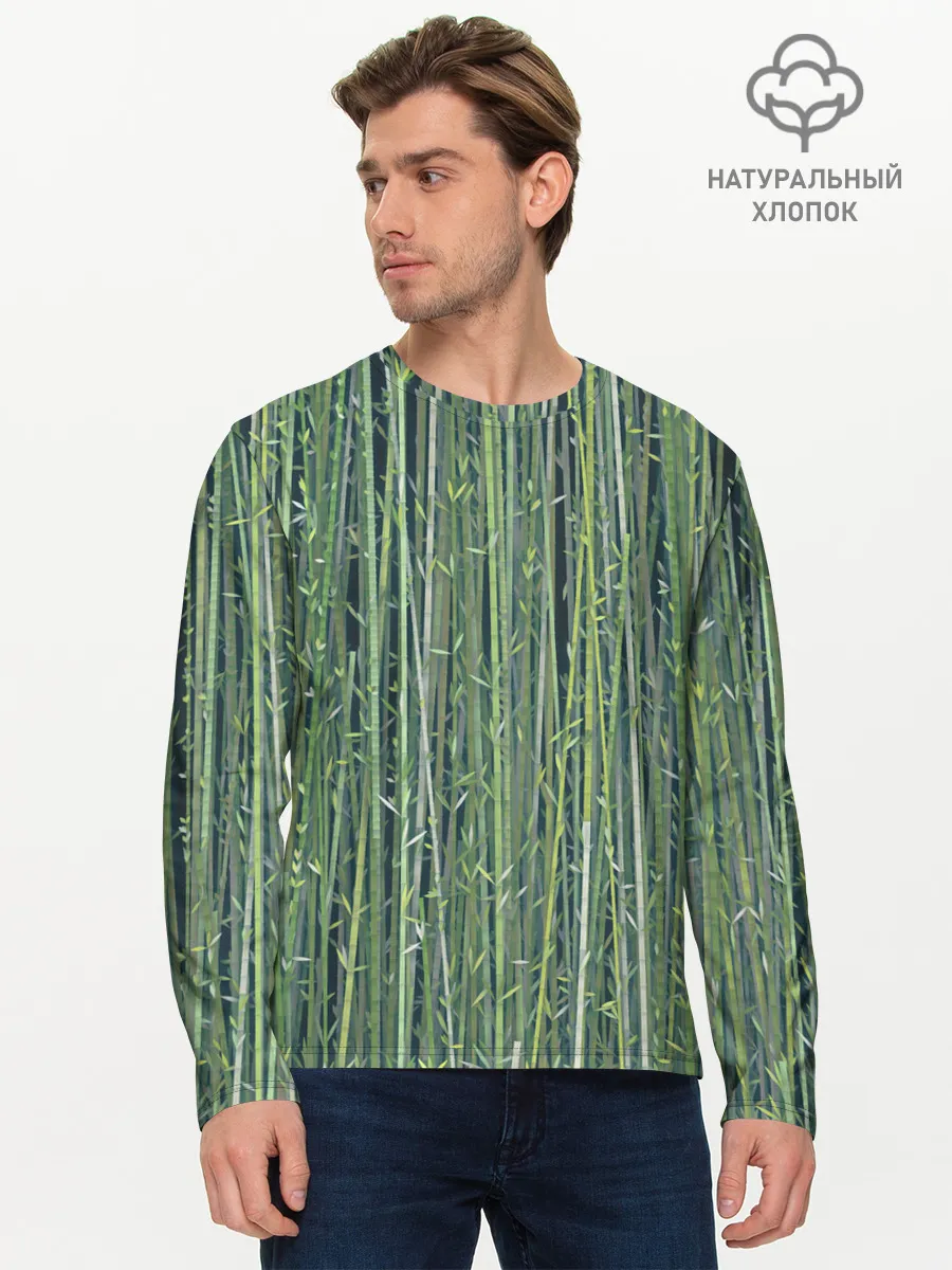 Мужской лонгслив базовый / Зеленый бамбук