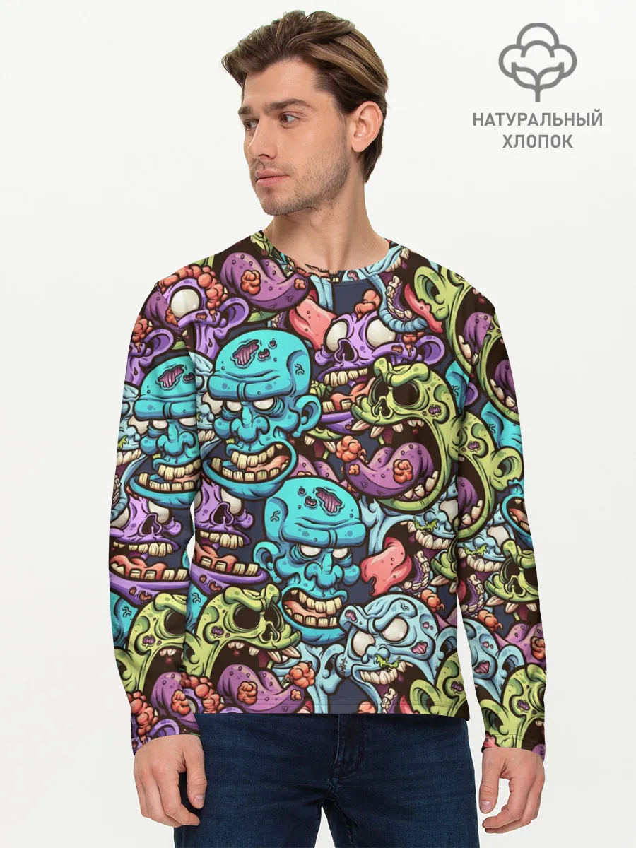 Мужской лонгслив базовый / Зомби Паттерн