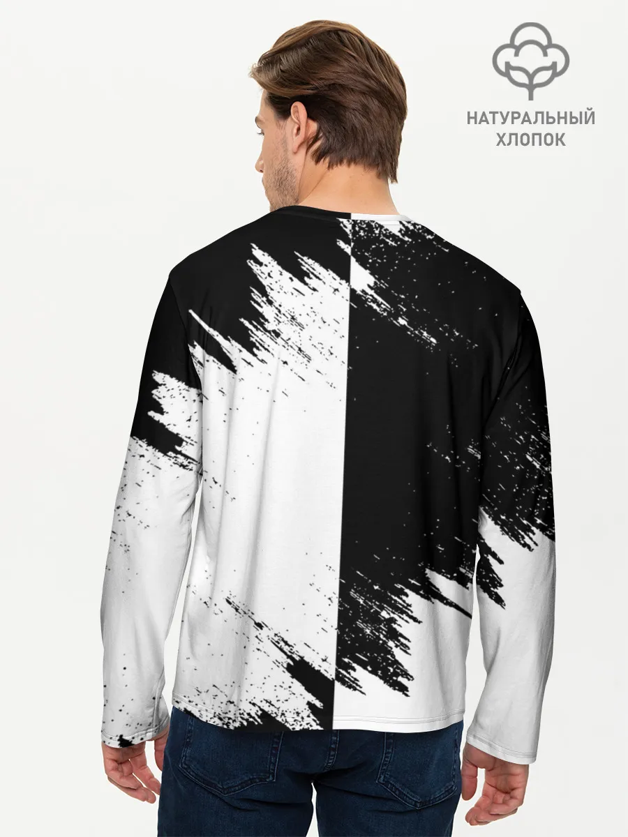 Мужской лонгслив базовый / Черный Клевер инверсированный фон