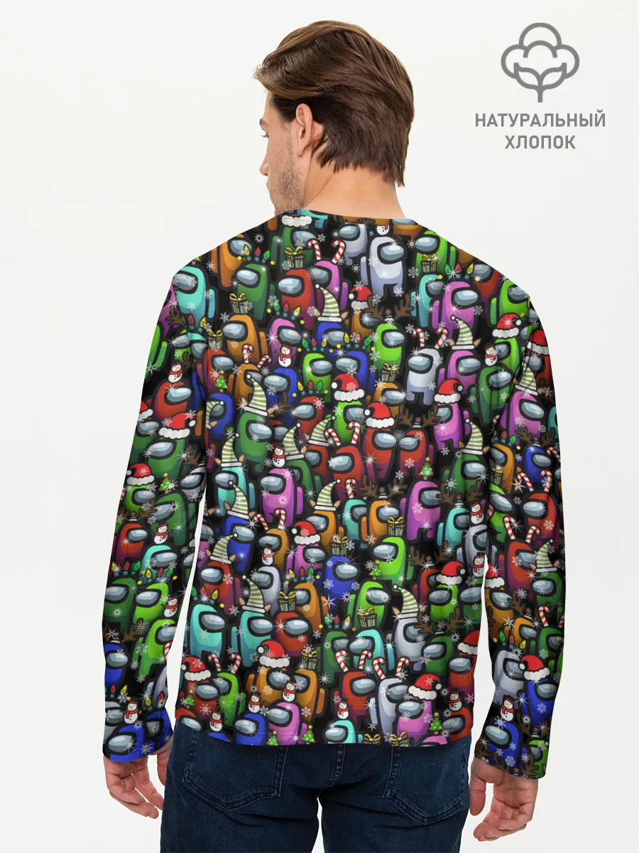 Мужской лонгслив базовый / Among Us. С Новым Годом!