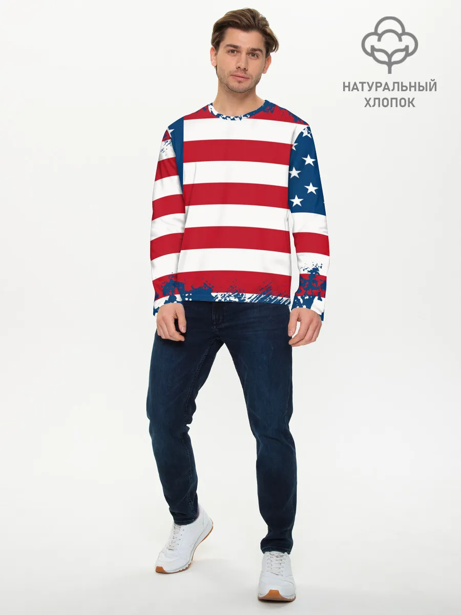Мужской лонгслив базовый / Америка