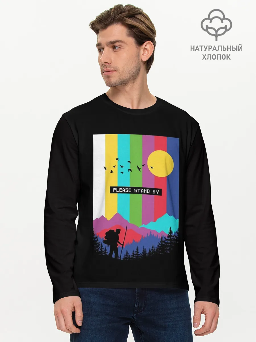 Мужской лонгслив базовый / ПОЖАЛУЙСТА, ПОДОЖДИТЕ