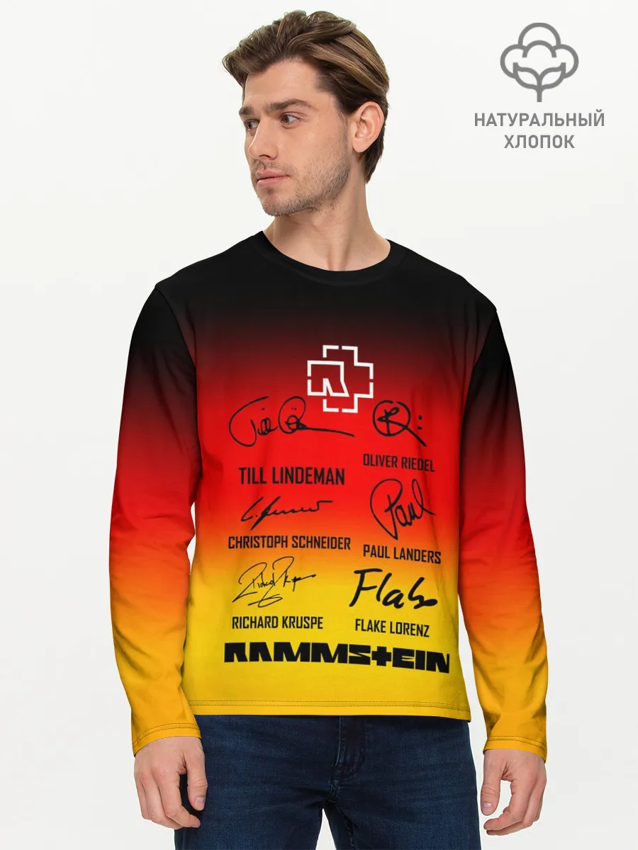 Мужской лонгслив базовый / RAMMSTEIN АВТОГРАФЫ УЧАСТНИКОВ