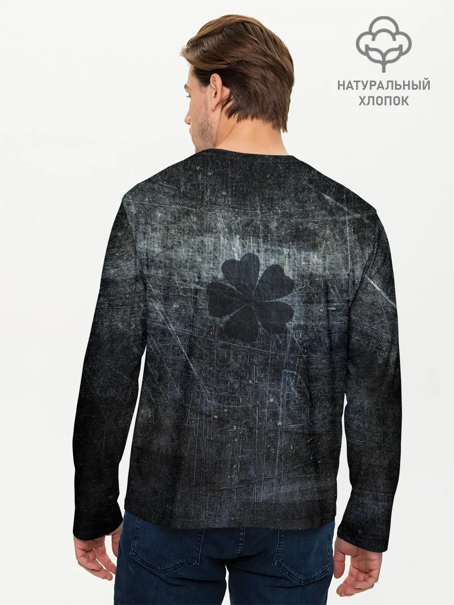 Мужской лонгслив базовый / Лицо Астера на состаренном черном фоне
