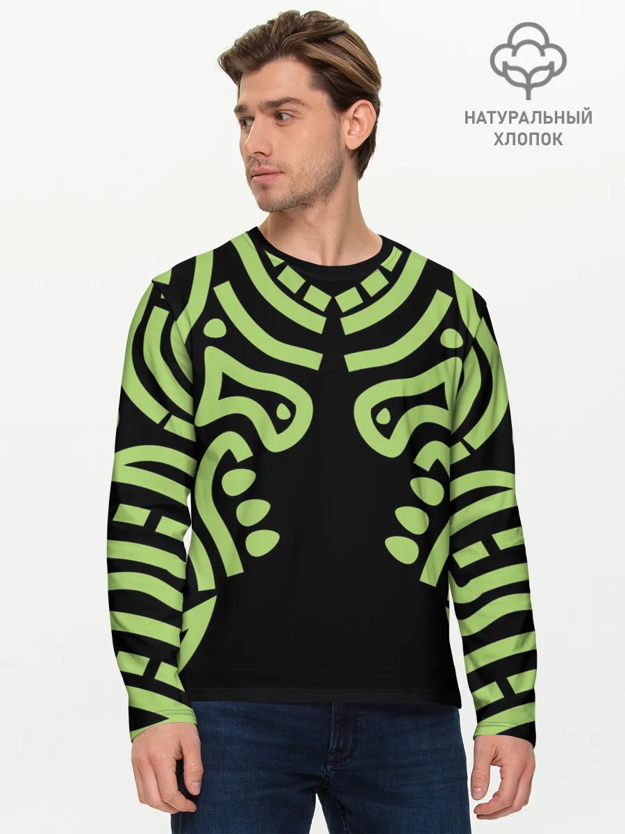 Мужской лонгслив базовый / узор тату