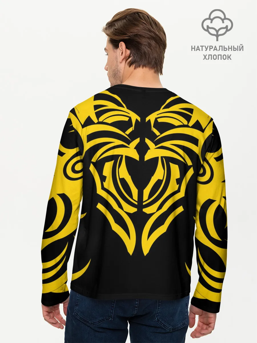 Мужской лонгслив базовый / Узор жёлтый