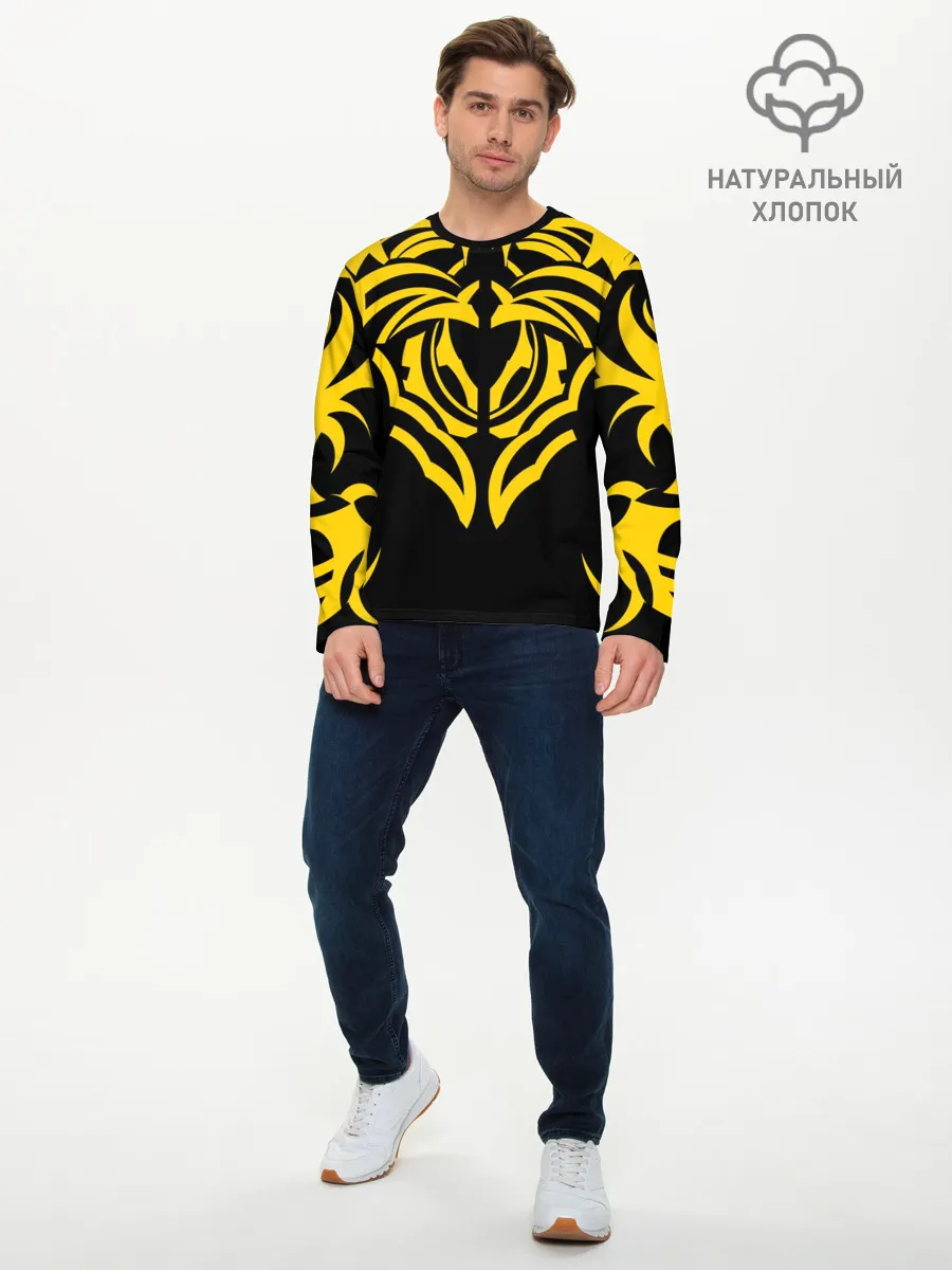 Мужской лонгслив базовый / Узор жёлтый